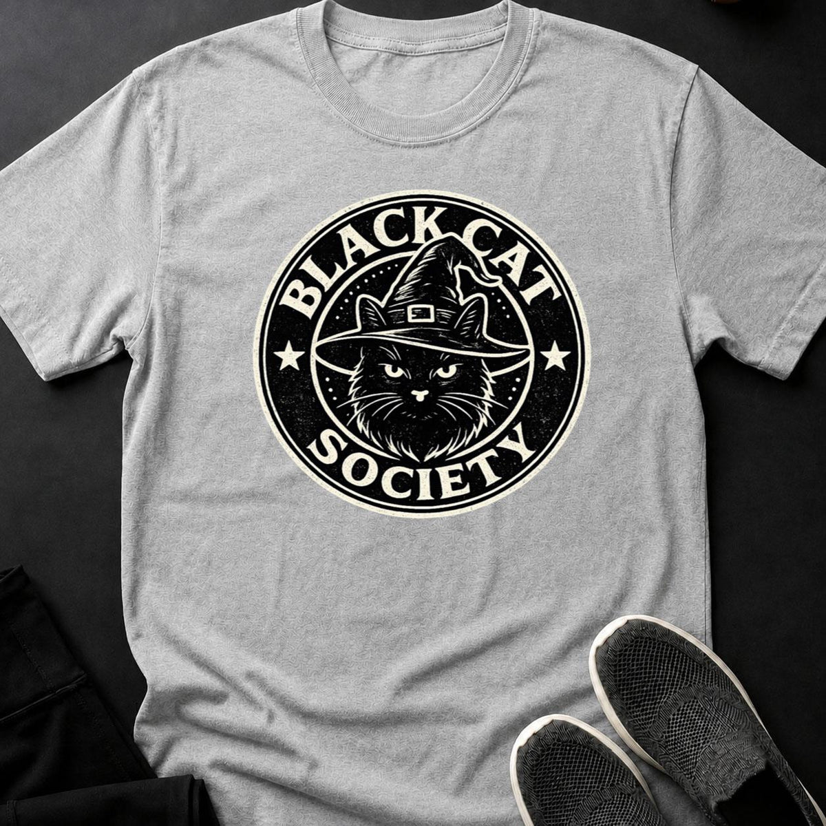 Black Cat Society Witch Hat Tee
