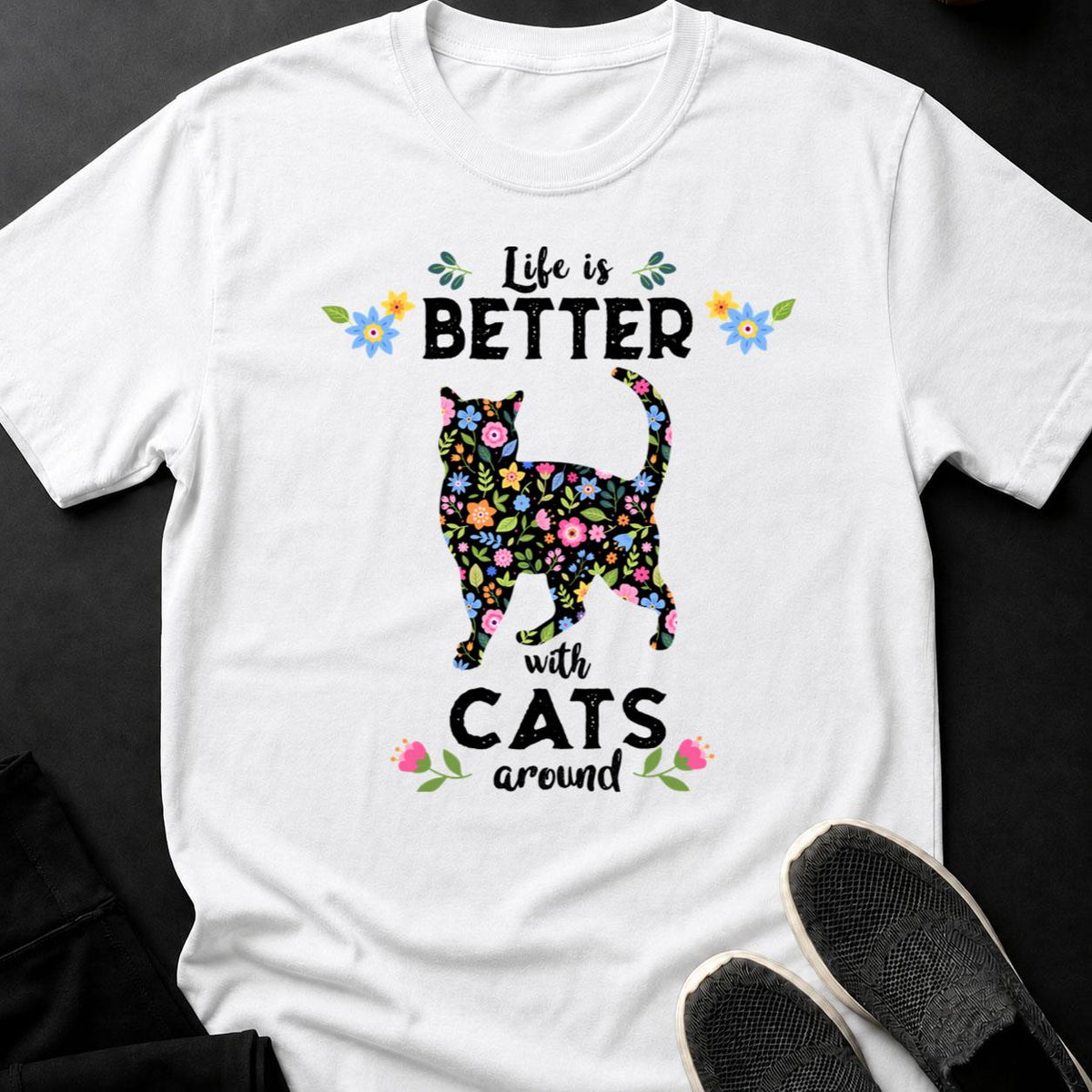 Born To Be Wild Floral Cat Mom Tee