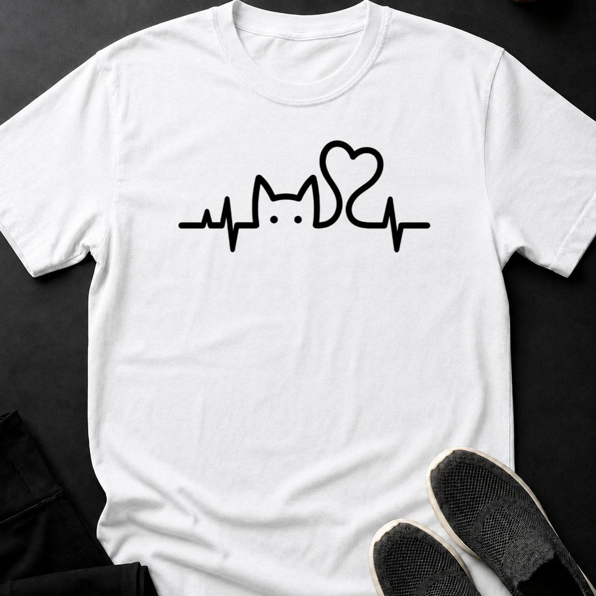 Cat Heartbeat Line Art