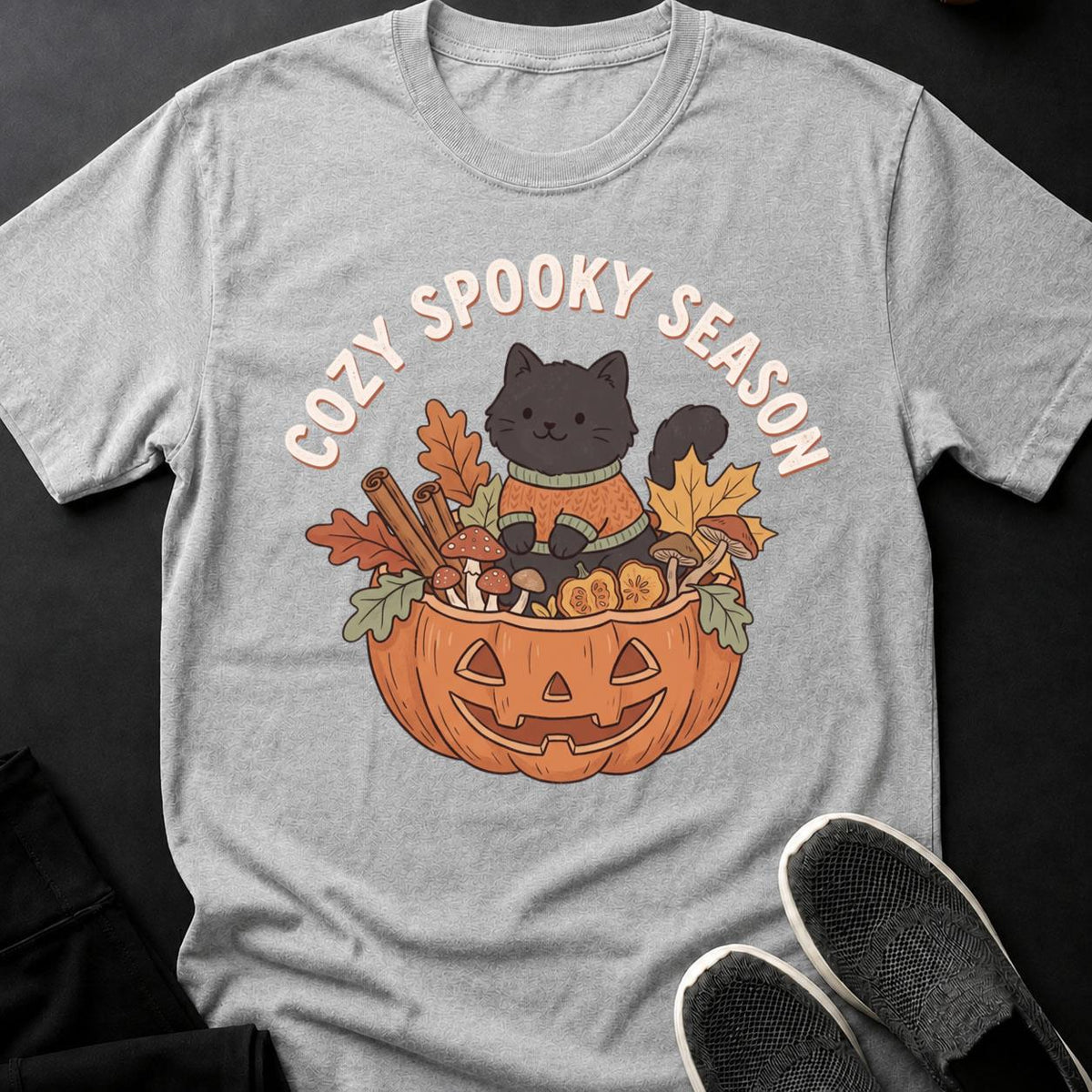 Cozy Spooky Season Cat Tee