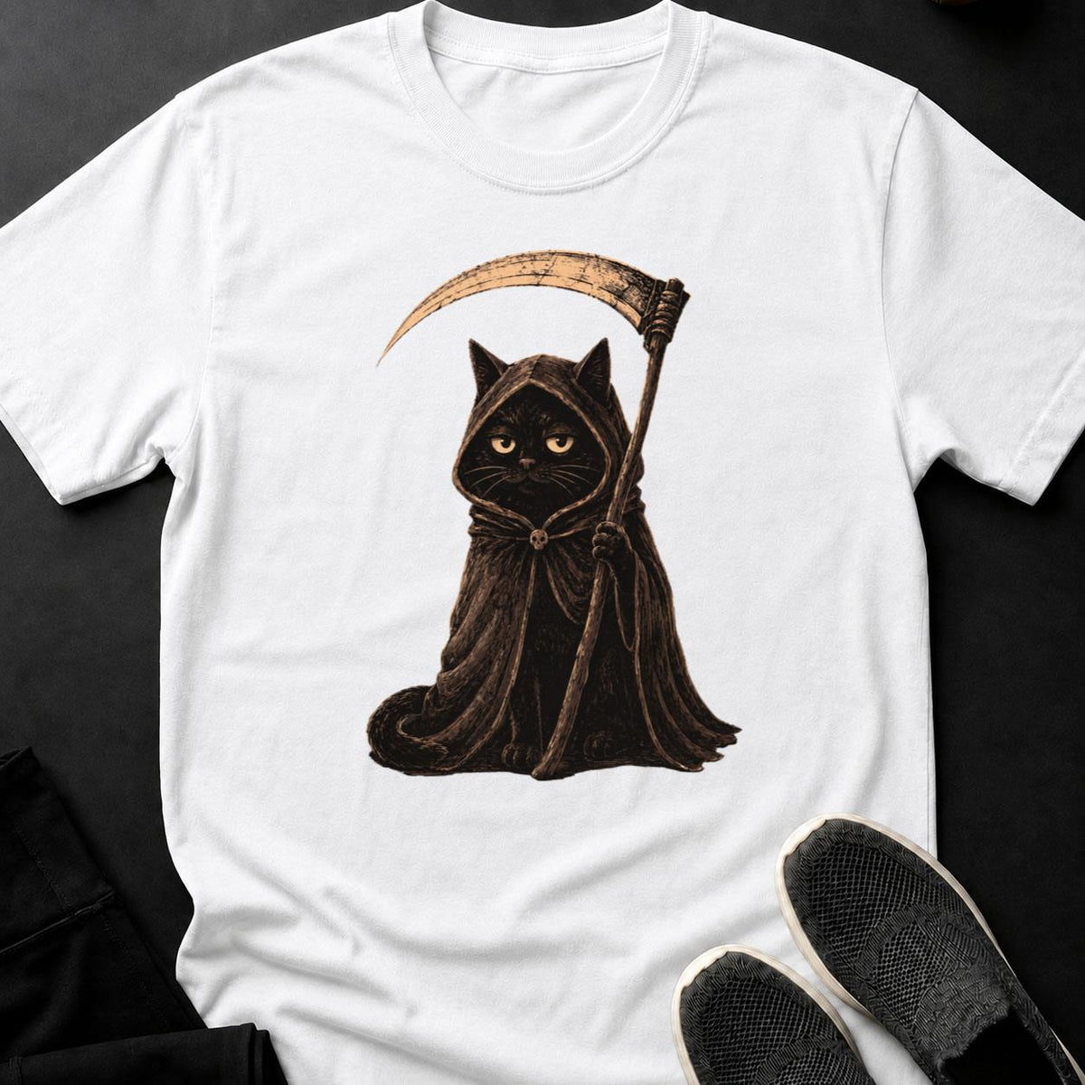 Grim Reaper Cat Scythe Hooded Tee