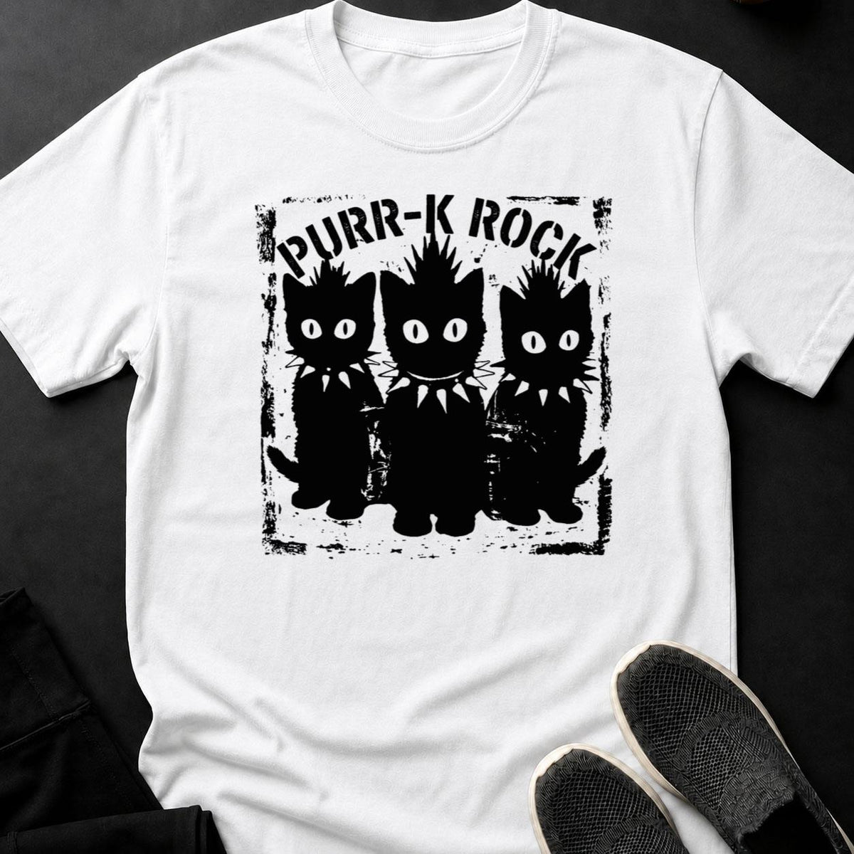 Purr K Rock Punk Cats Mohawk Tee