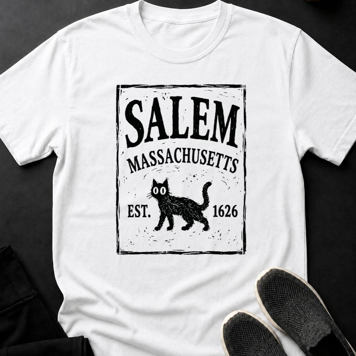 Salem Massachusetts Black Cat Tee