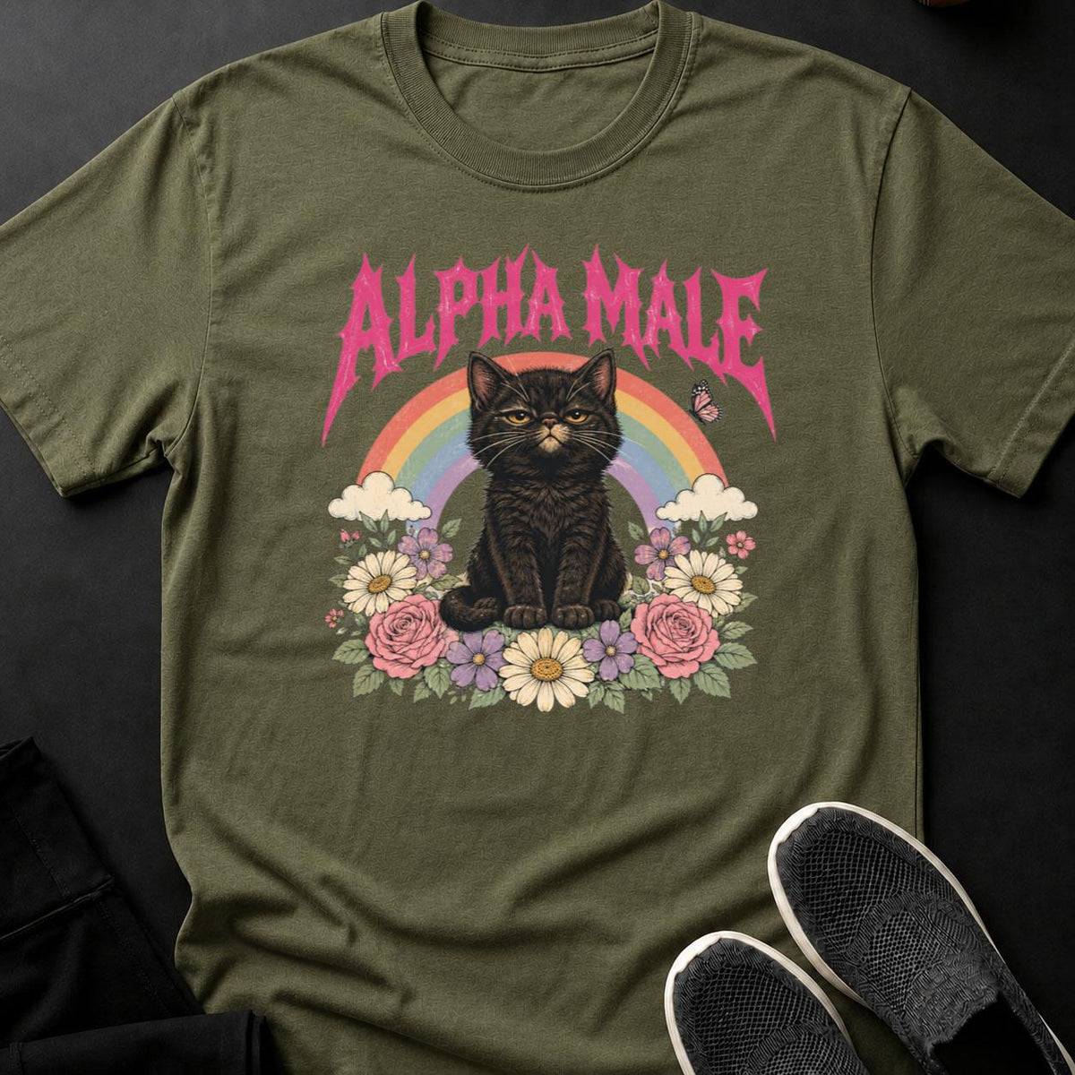Alpha Male Kitten Rainbow Garden