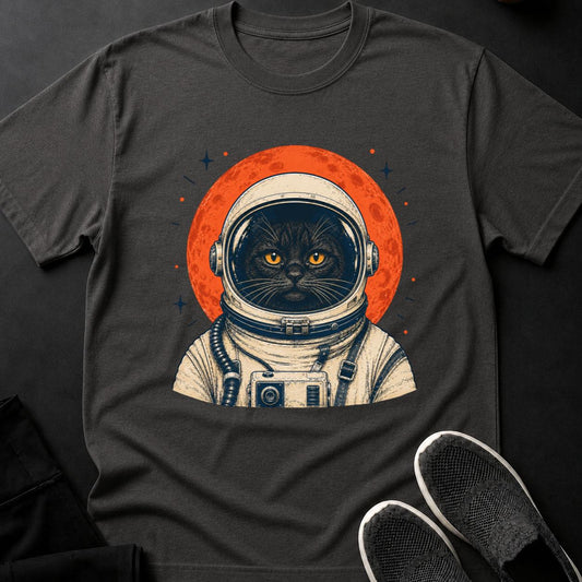 Astronaut Cat Blood Moon Portrait Cat Tee