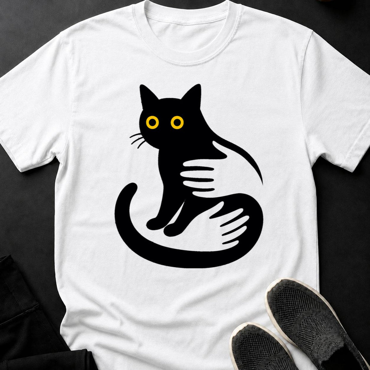 Black Cat Hands Minimalist Line Art