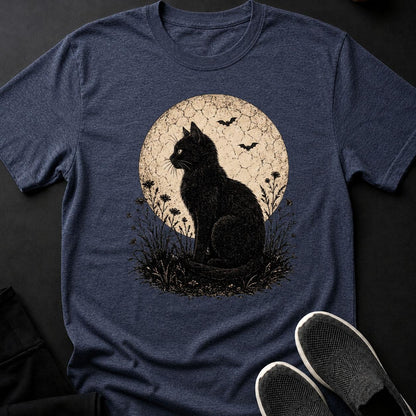 Black Cat Moon Bats Flowers Engrave