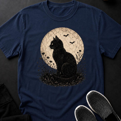 Black Cat Moon Bats Flowers Engrave
