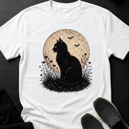 Black Cat Moon Bats Flowers Engrave