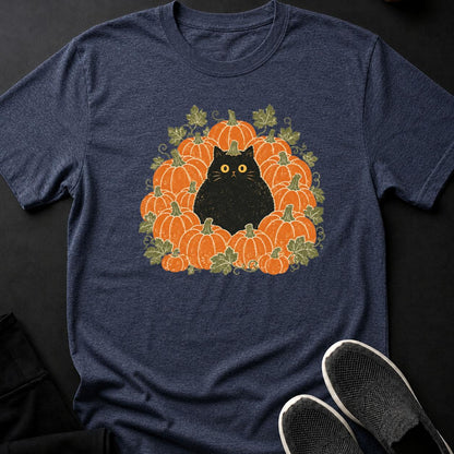 Black Cat Pumpkin Patch Halloween Tee