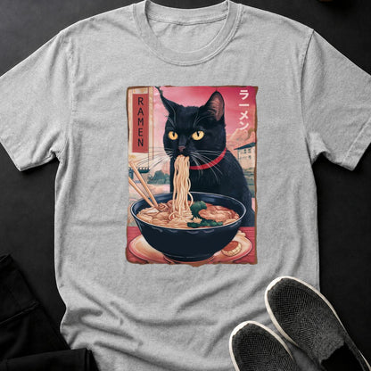 Black Cat Ramen Japanese Poster Tee