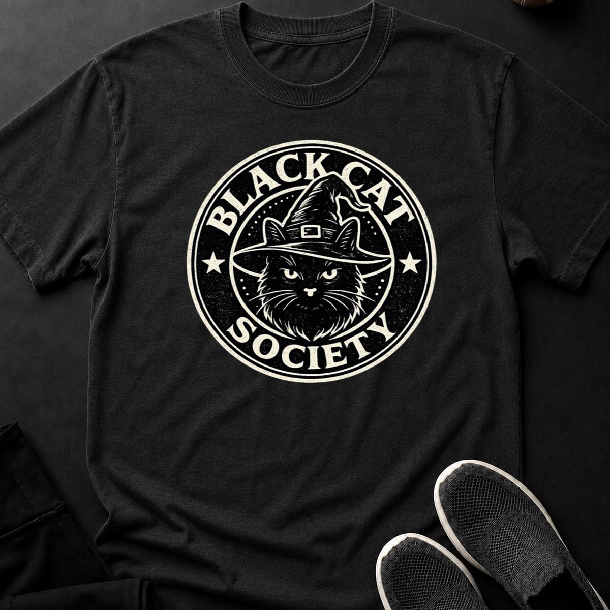 Black Cat Society Witch Hat Tee