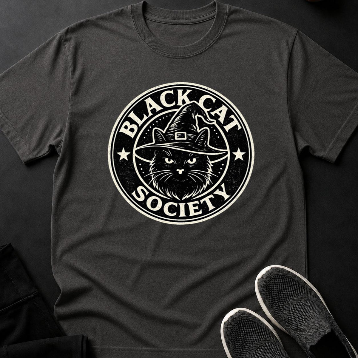 Black Cat Society Witch Hat Tee