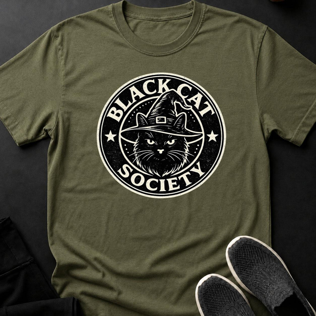 Black Cat Society Witch Hat Tee