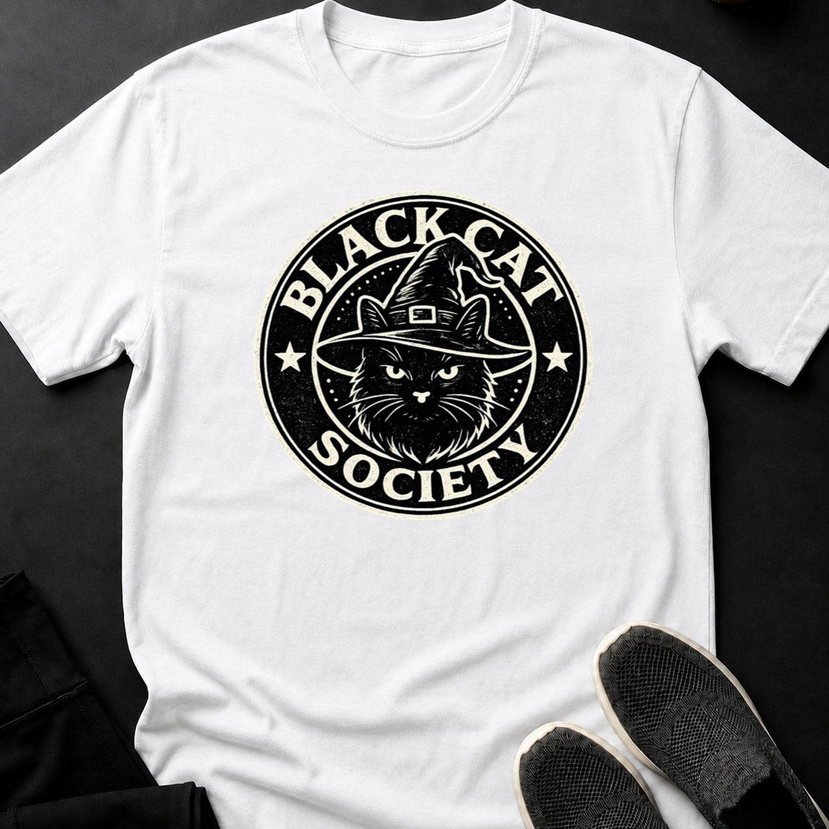 Black Cat Society Witch Hat Tee