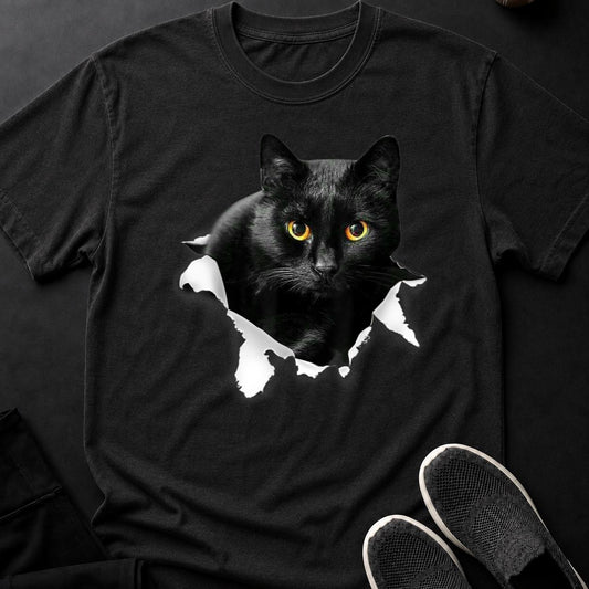 Black Cat Tearing Through Paper Tee