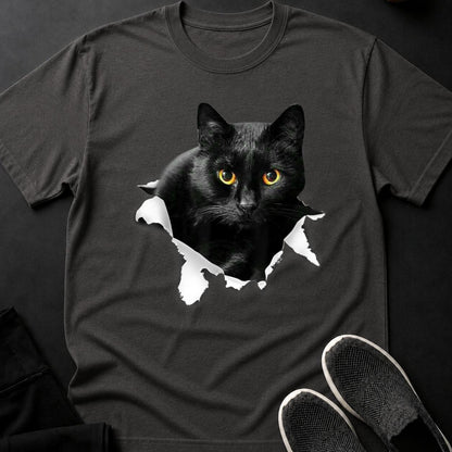 Black Cat Tearing Through Paper Tee