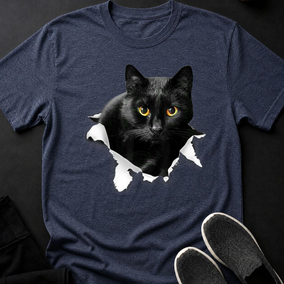 Black Cat Tearing Through Paper Tee