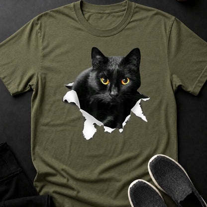 Black Cat Tearing Through Paper Tee