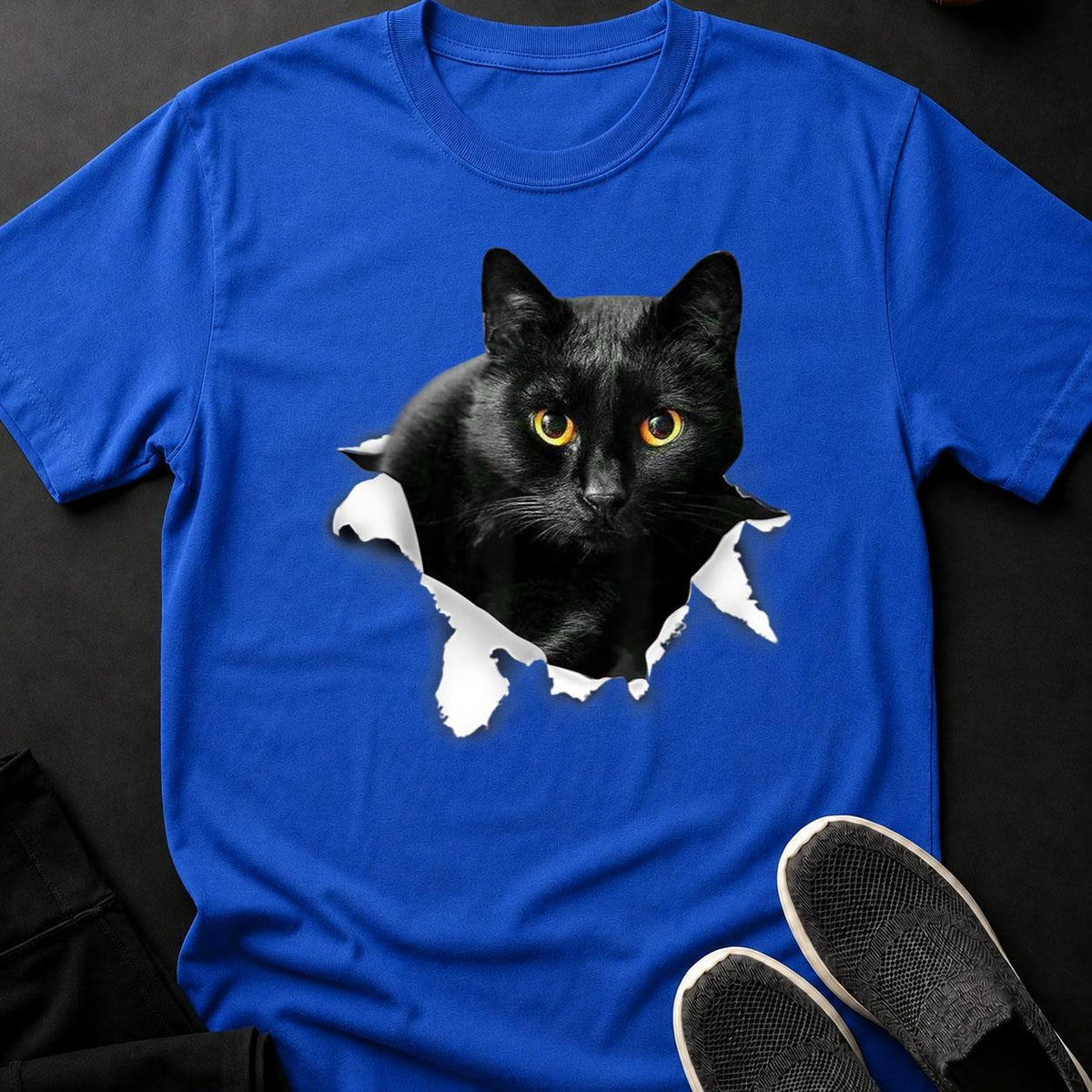 Black Cat Tearing Through Paper Tee