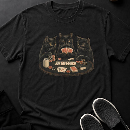 Black Cats Playing Poker Cat Tee