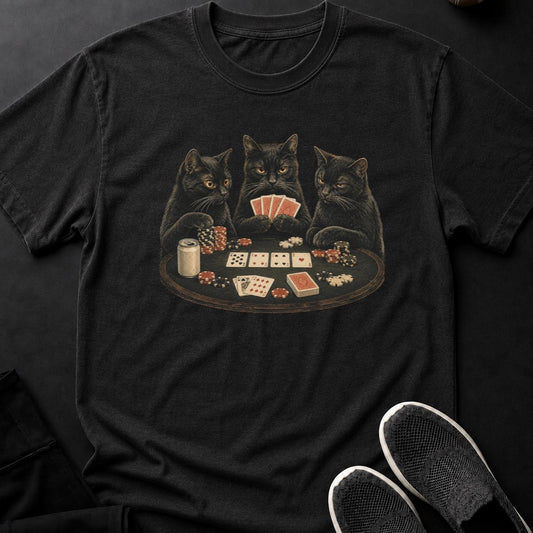 Black Cats Playing Poker Cat Tee