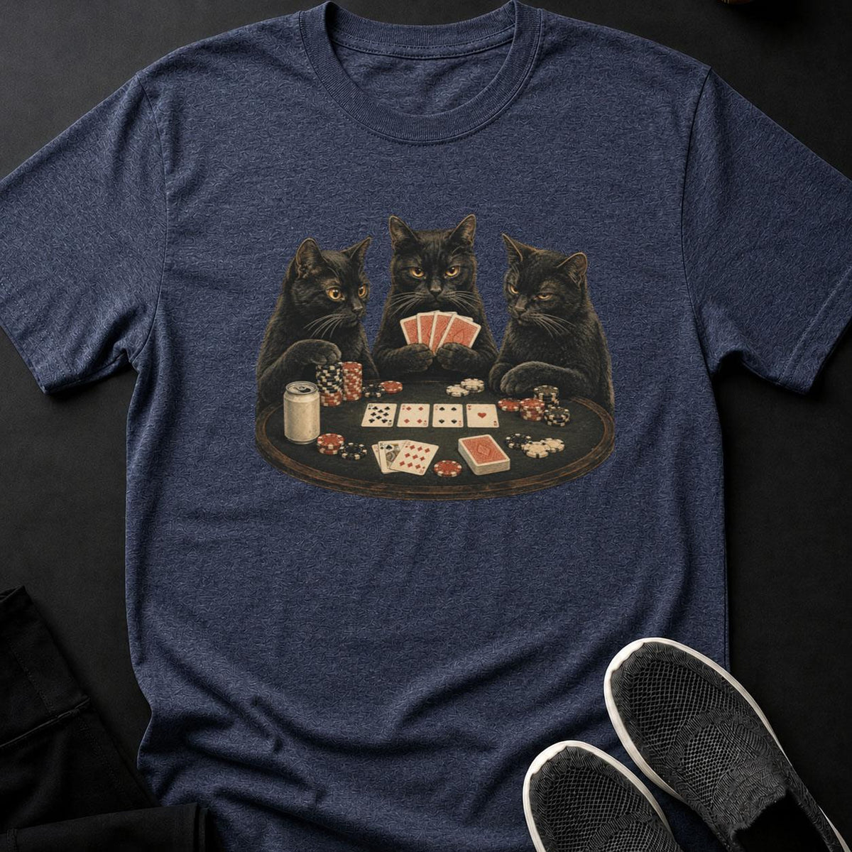 Black Cats Playing Poker Cat Tee