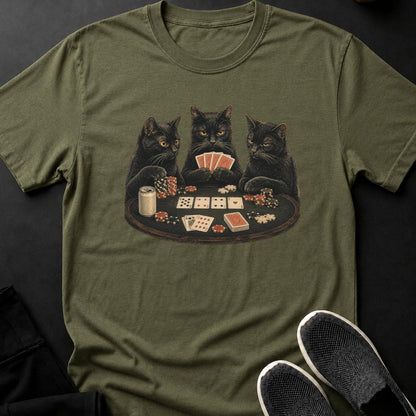 Black Cats Playing Poker Cat Tee
