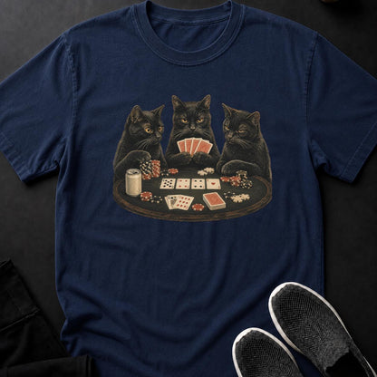 Black Cats Playing Poker Cat Tee