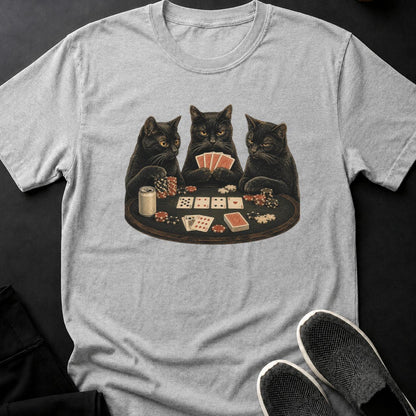 Black Cats Playing Poker Cat Tee