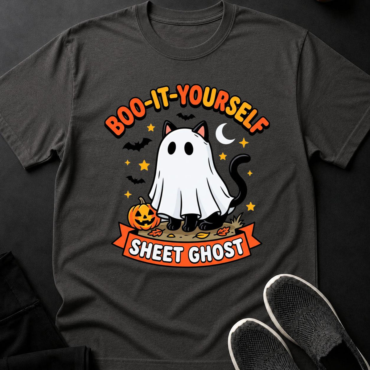 Boo It Yourself Sheet Ghost Cat Tee
