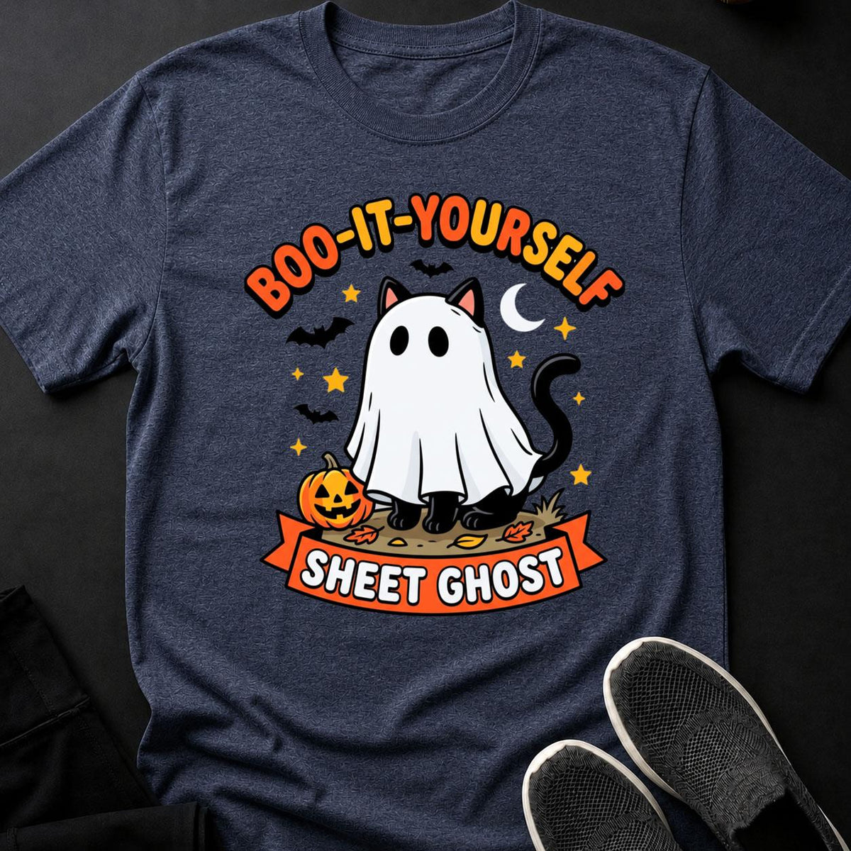 Boo It Yourself Sheet Ghost Cat Tee