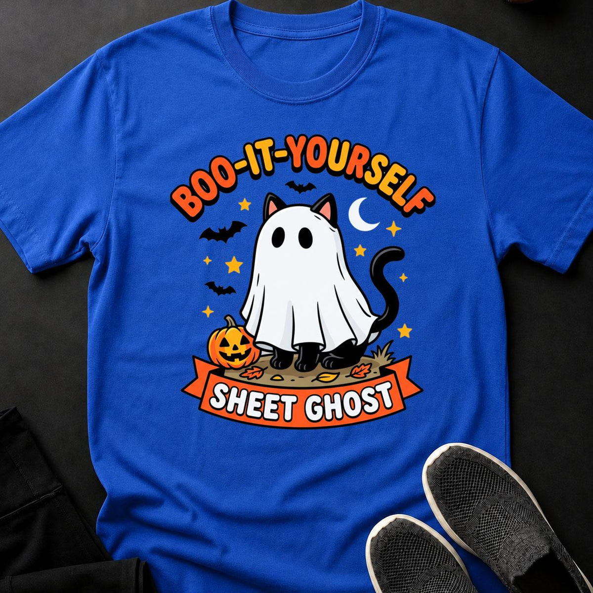 Boo It Yourself Sheet Ghost Cat Tee