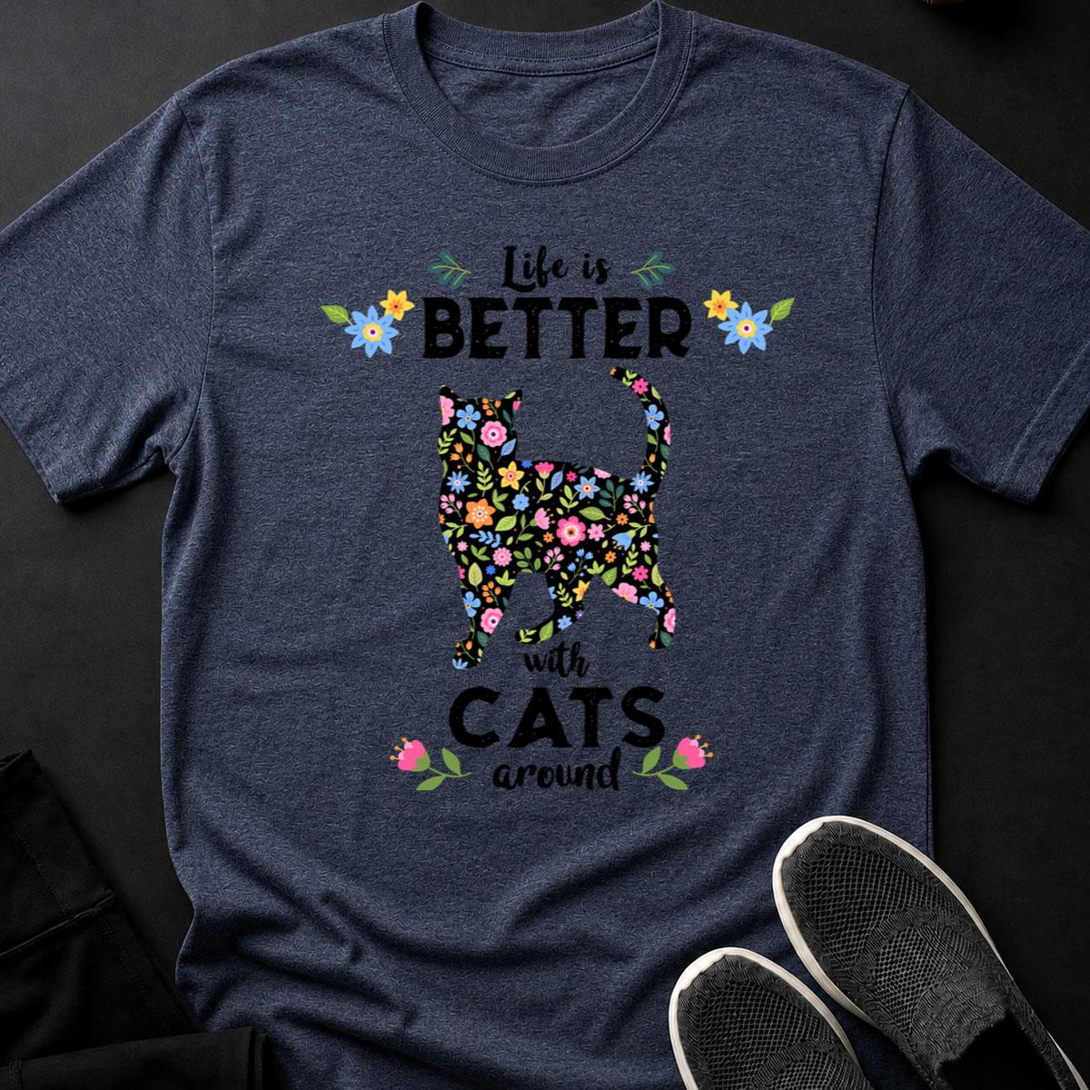 Born To Be Wild Floral Cat Mom Tee