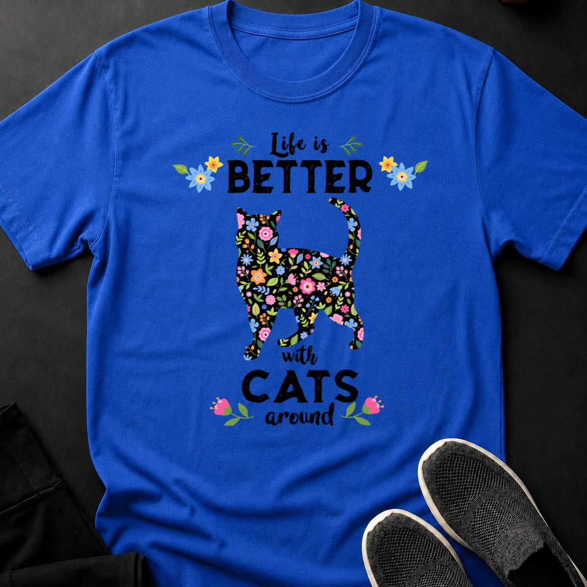 Born To Be Wild Floral Cat Mom Tee