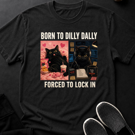 Born To Dilly Dally Forced To Lock In Cat Tee
