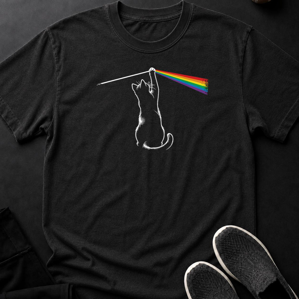 Cat Dark Side Of Moon Rainbow Tee