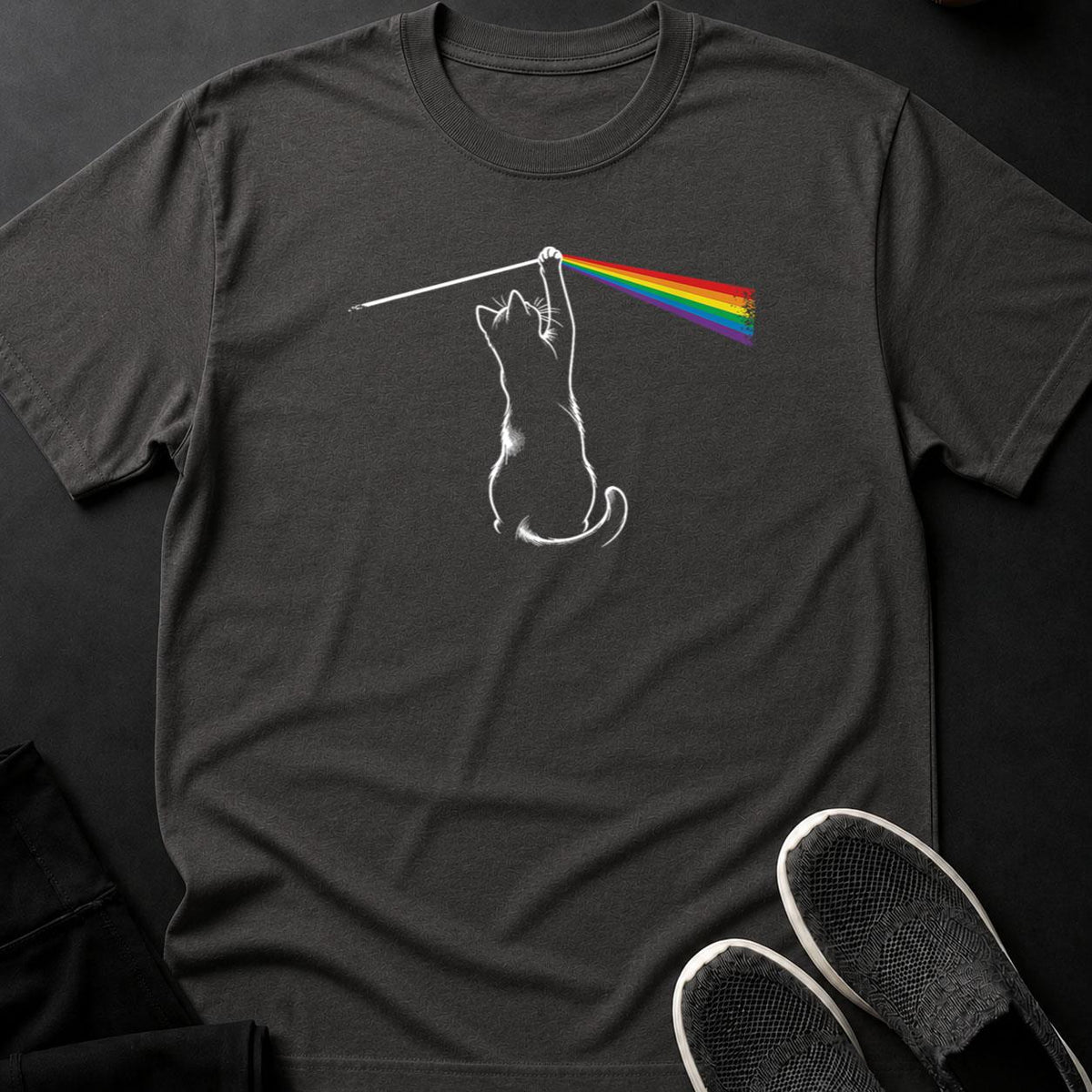 Cat Dark Side Of Moon Rainbow Tee