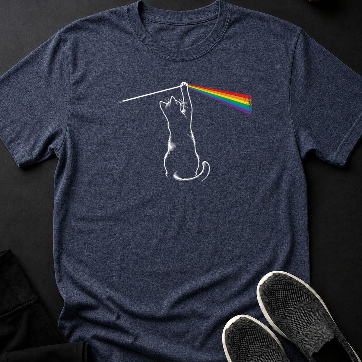 Cat Dark Side Of Moon Rainbow Tee