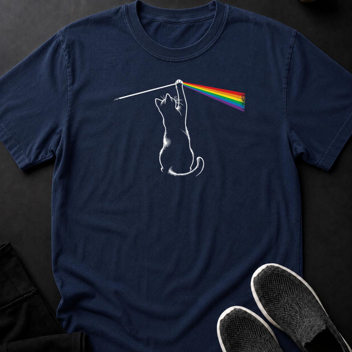 Cat Dark Side Of Moon Rainbow Tee