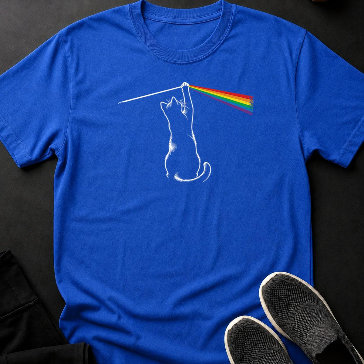 Cat Dark Side Of Moon Rainbow Tee