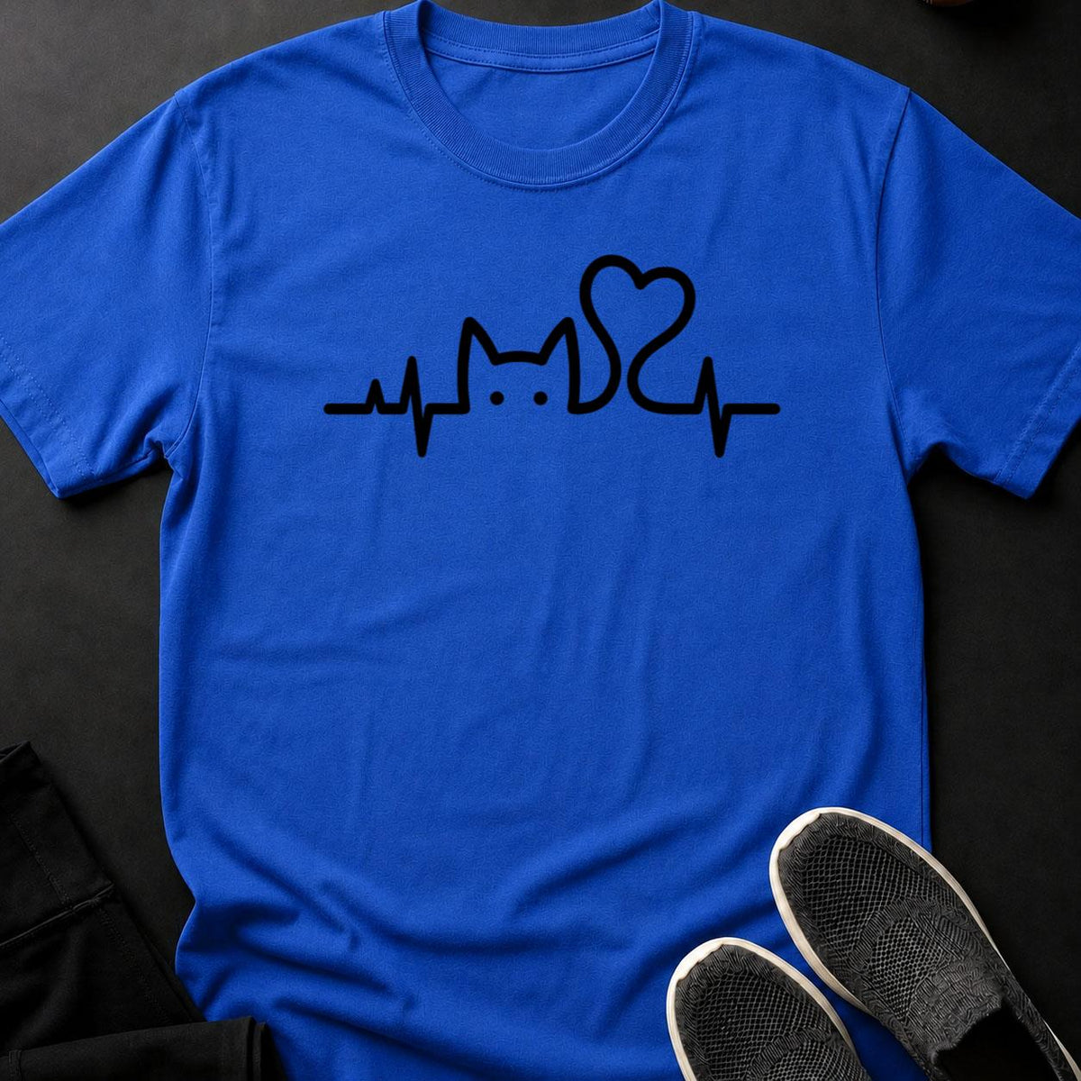 Cat Heartbeat Line Art