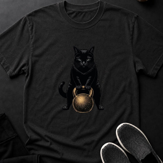 Cat Kettlebell Gym Portrait Cat Tee