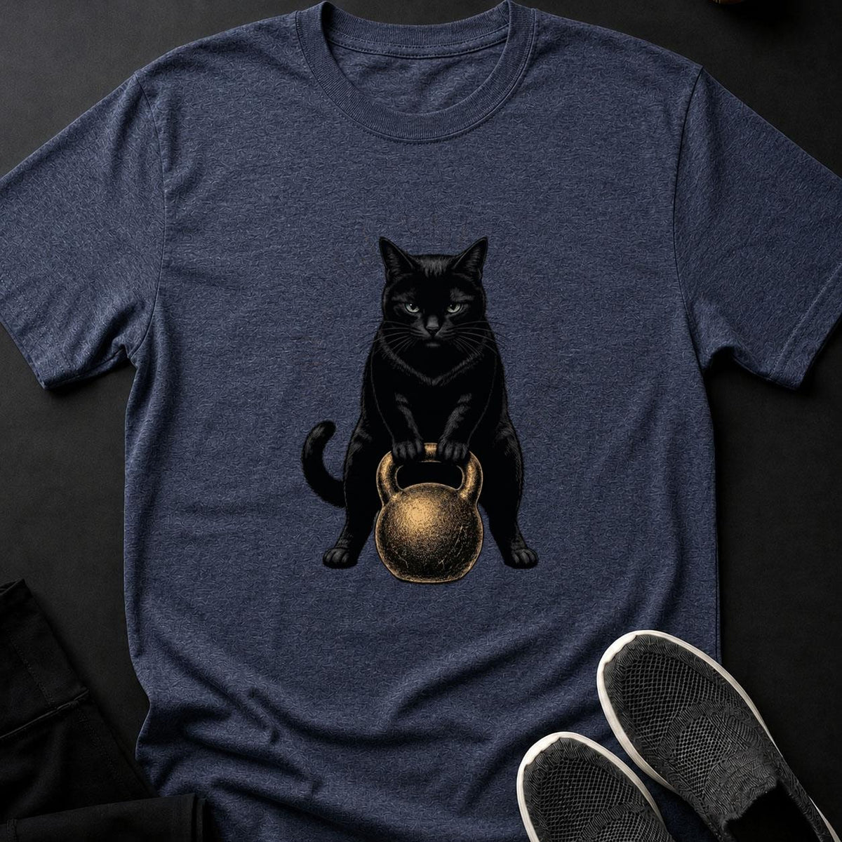 Cat Kettlebell Gym Portrait Cat Tee