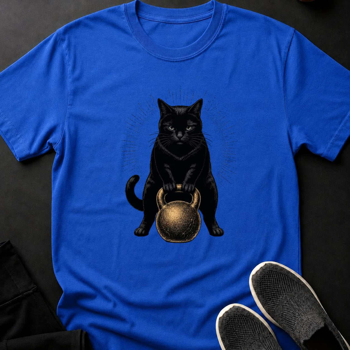 Cat Kettlebell Gym Portrait Cat Tee