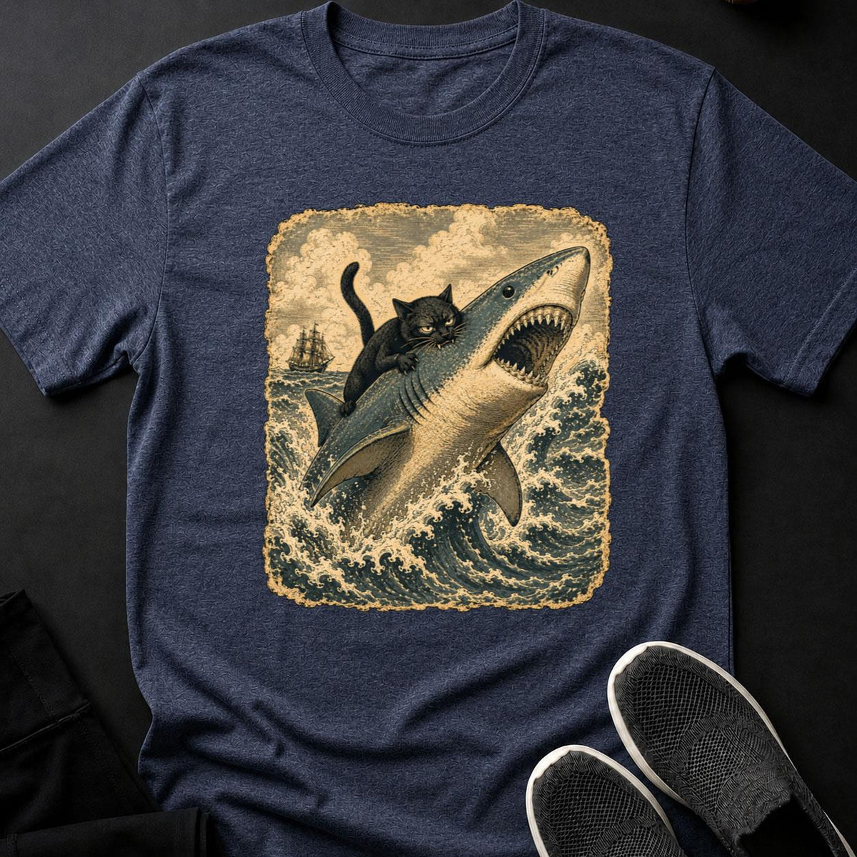Cat Rides the Breaching Shark
