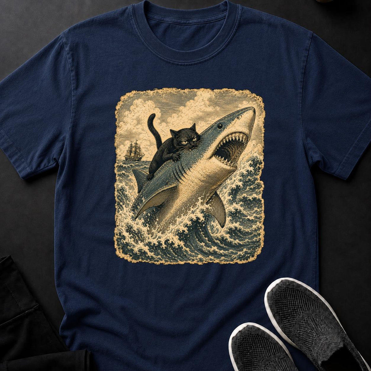Cat Rides the Breaching Shark