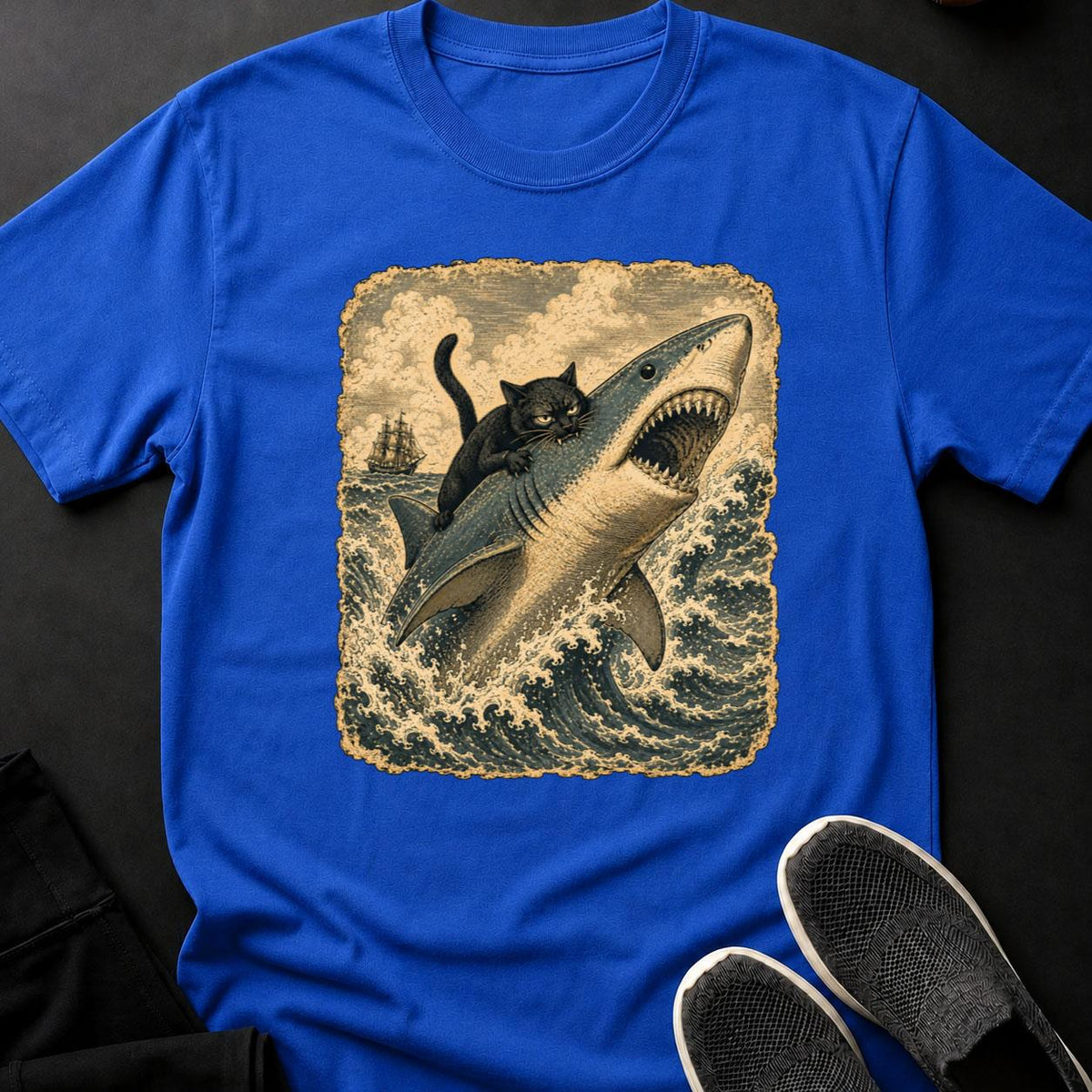 Cat Rides the Breaching Shark