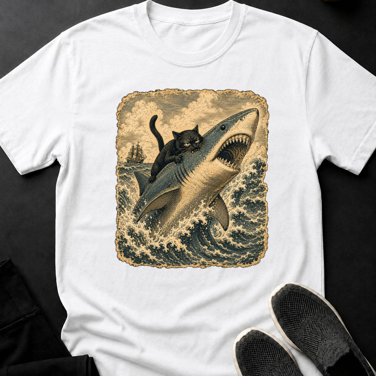 Cat Rides the Breaching Shark