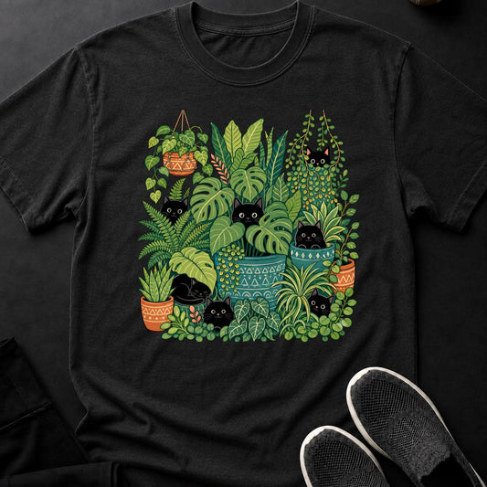 Cats Hiding In Houseplant Jungle Cat Tee